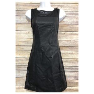 Buffalo David Bitton Dress XS Black Faux Leather Mesh Sheath Goth Grunge Punk